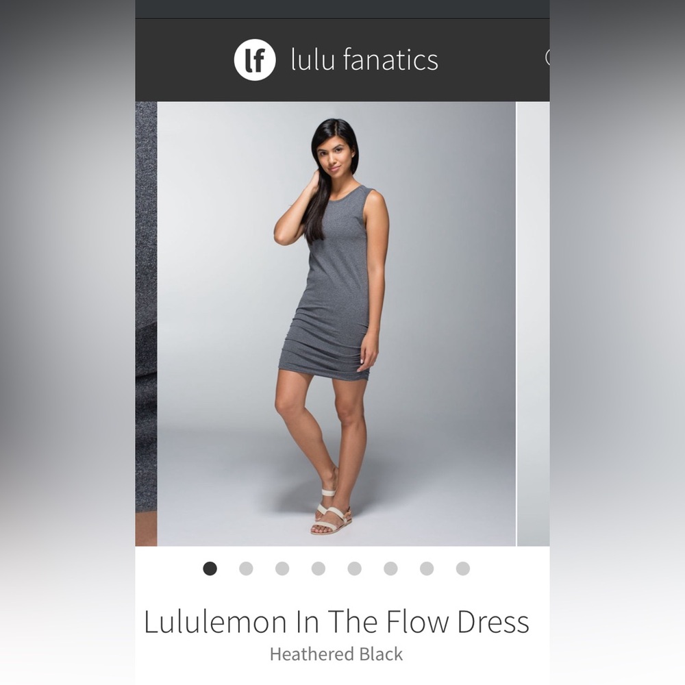 EUC Lululemon In the Flow Dress, heathered black, ruched, size 6!